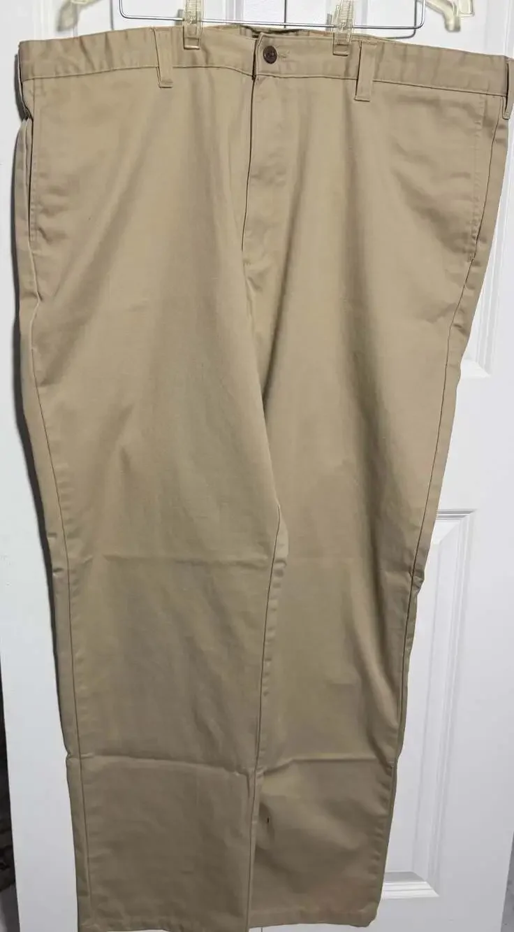 3x Eddie Bauer Men's Classic Fit Khaki Chino Pants Flat Front Cotton 44x36 Tall
